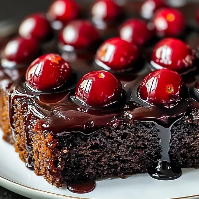 Chocolate Cherry Upside Down Cake 🍒🍫