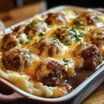 Meatball & Mashed Potato Bake