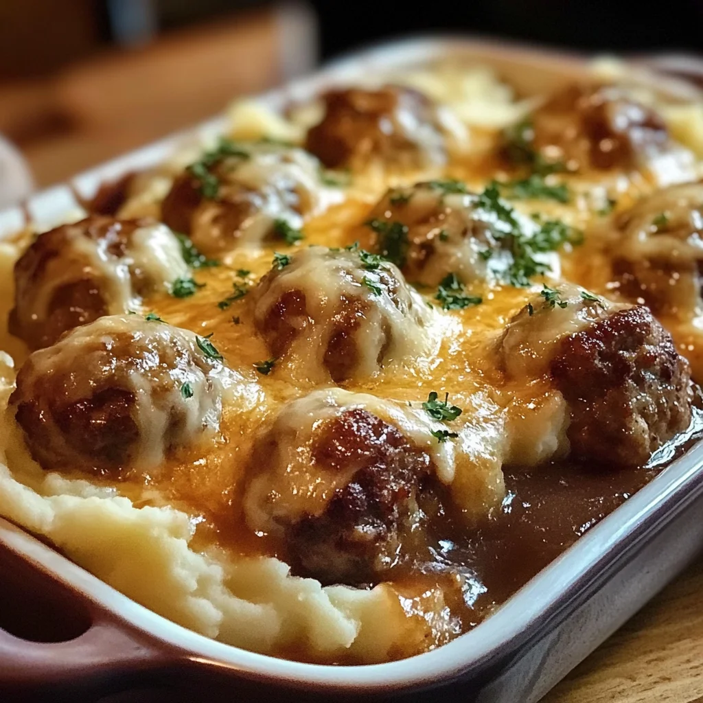 Meatball & Mashed Potato Bake