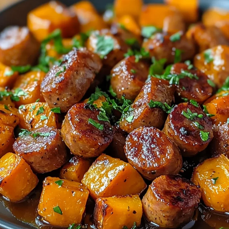 Sausage and Sweet Potatoes with Honey Garlic Sauce