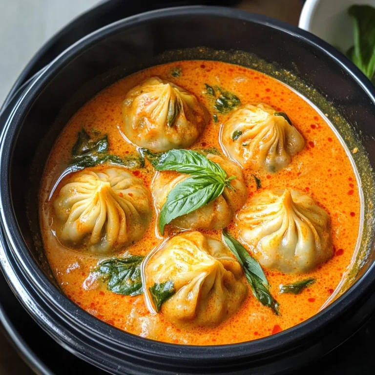 Soup Dumplings in Thai Red Curry Sauce