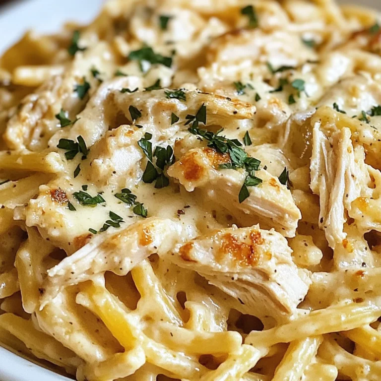 Creamy Crockpot Garlic Parmesan Chicken Pasta