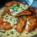 Crispy Parmesan Chicken with a Rich Garlic Sauce - Easy Dinner Idea