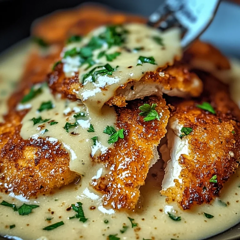 Crispy Parmesan Chicken with a Rich Garlic Sauce - Easy Dinner Idea