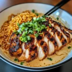 Fiery Chicken Ramen with Creamy Garlic Sauce