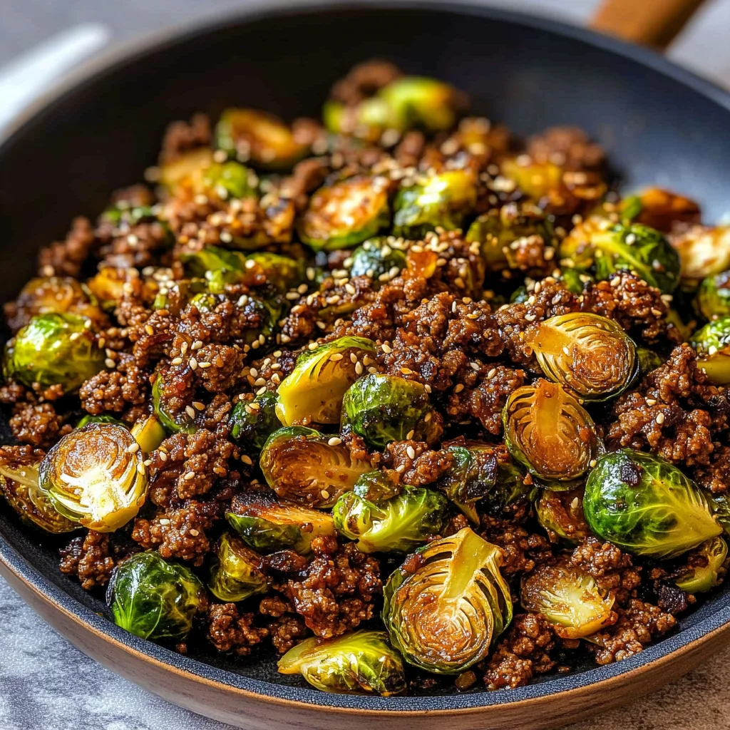 Ground Beef and Brussels Sprouts