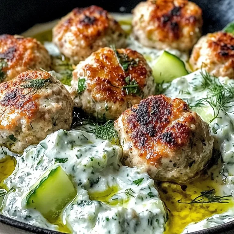 Juicy Greek Chicken Meatballs with Tzatziki
