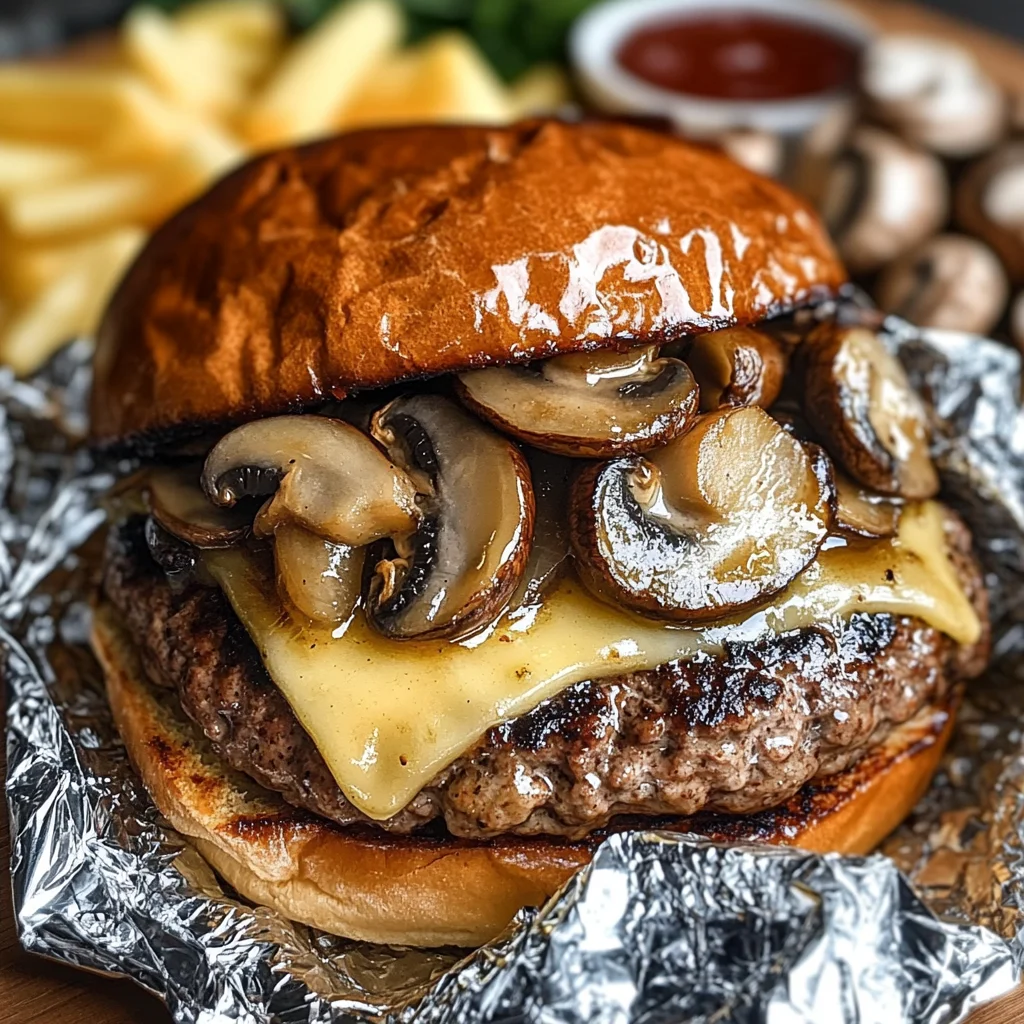 Mushroom and Swiss Burger Foil Packets