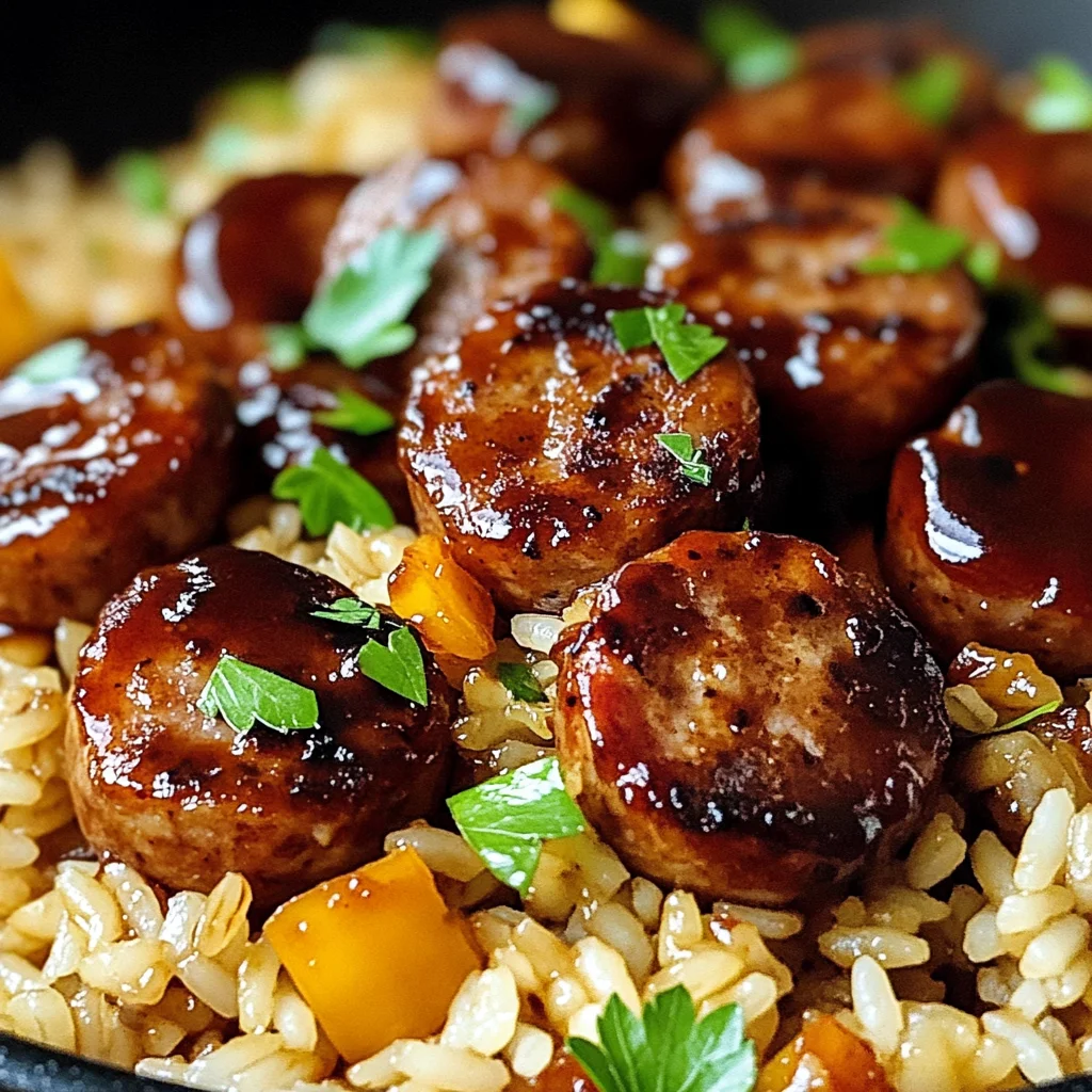 One Pan Sweet And Tangy Bbq Sausage Rice