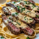 Savory Steak Gorgonzola Alfredo with Creamy Parmesan Sauce