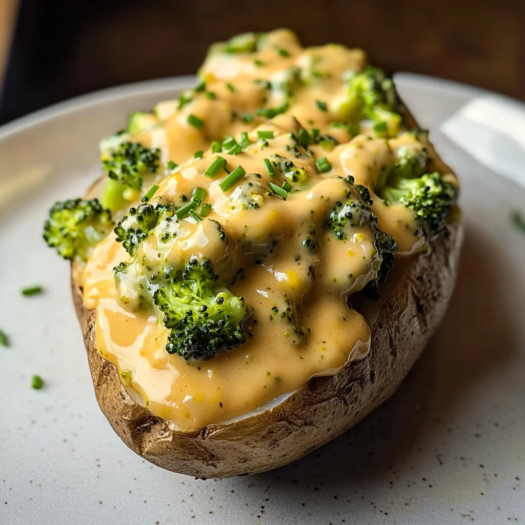 Cheesy Baked Potatoes with Broccoli Cheese Sauce