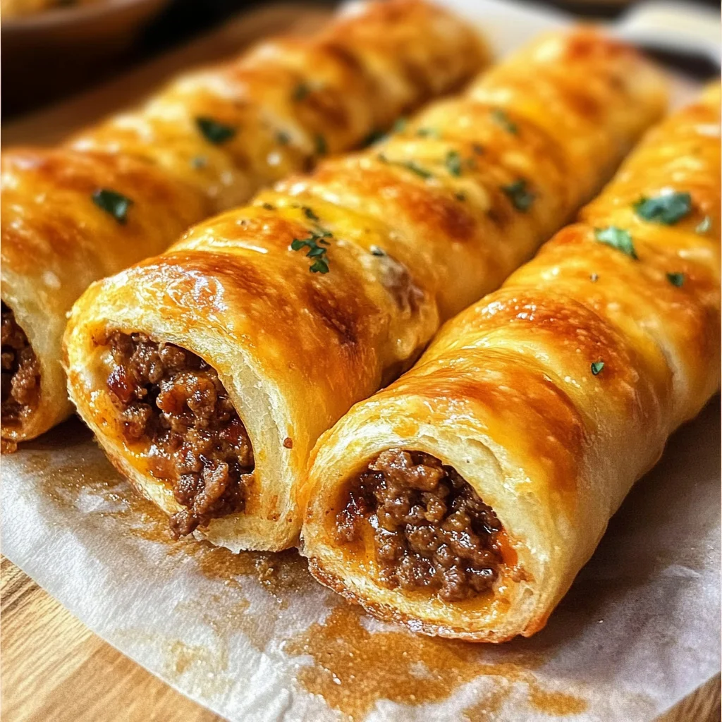 Cheesy Taco Stuffed Breadsticks with Taco Filling