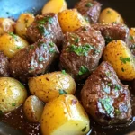 Garlic Butter Beef Bites with Potatoes