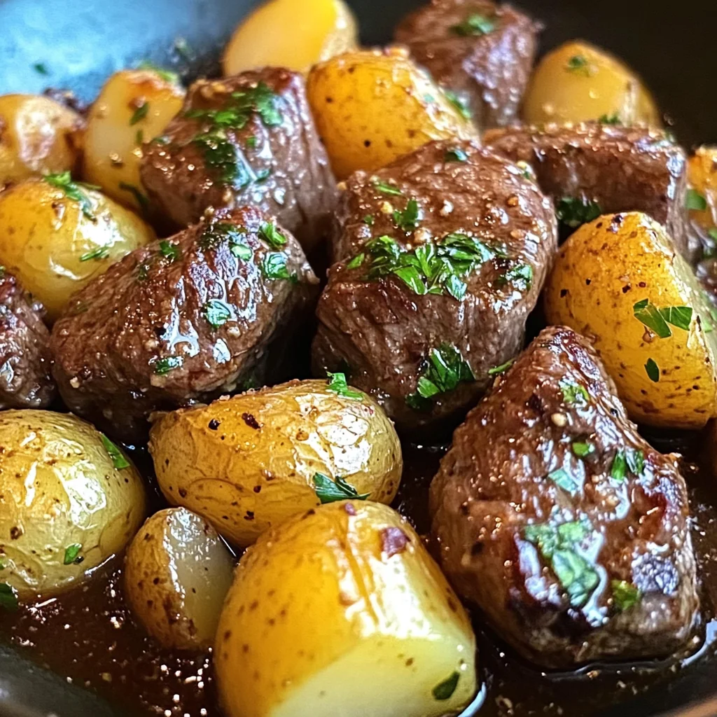 Garlic Butter Beef Bites with Potatoes