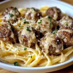 Garlic Butter Meatballs : Creamy Linguine Delight
