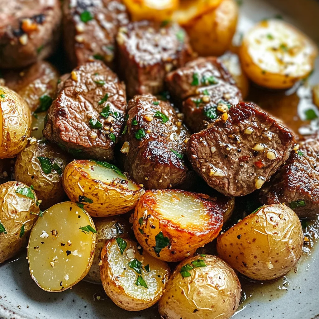 Garlic Steak Bites and Potatoes