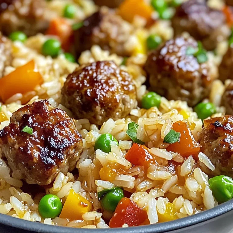 Honey Garlic Meatball Rice Bake