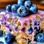Blueberry Rice Krispies Treats with Vanilla Glaze