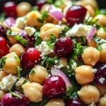 Feta & Cranberry Chickpeas with Lemon Vinaigrette